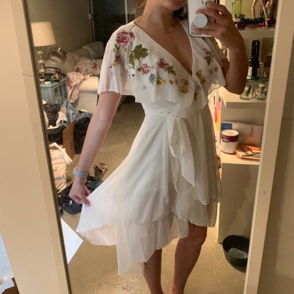 ASOS dress with floral cape